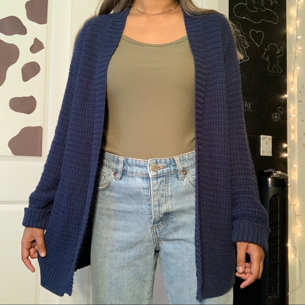 Navy Blue Knitted Cardigan